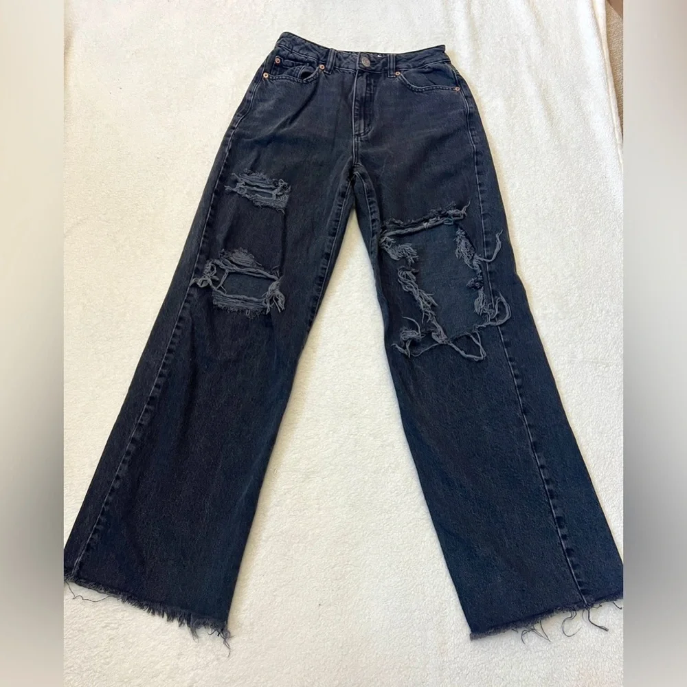Garage Distressed Grunge Black Street Wide Leg Jean - Size 3/26